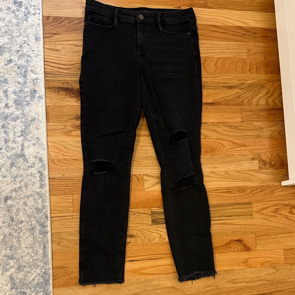 Athleta black ripped skinny jeans